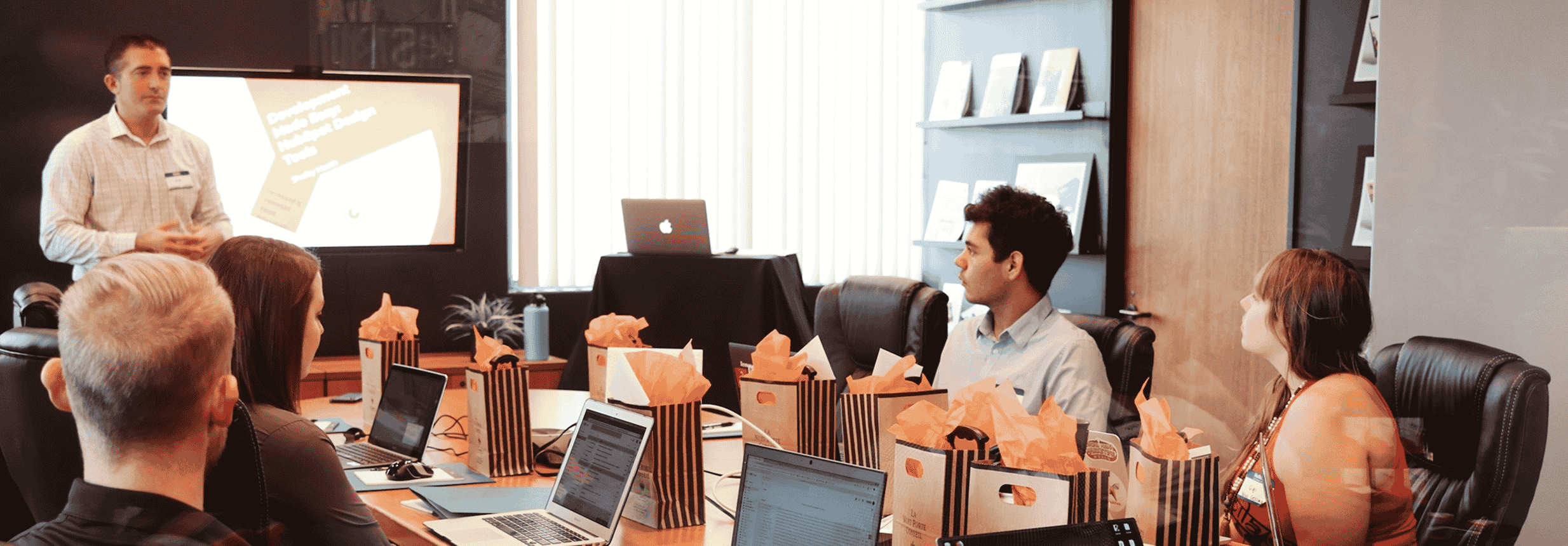 Conference room with participants